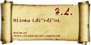 Hlinka Lóránt névjegykártya